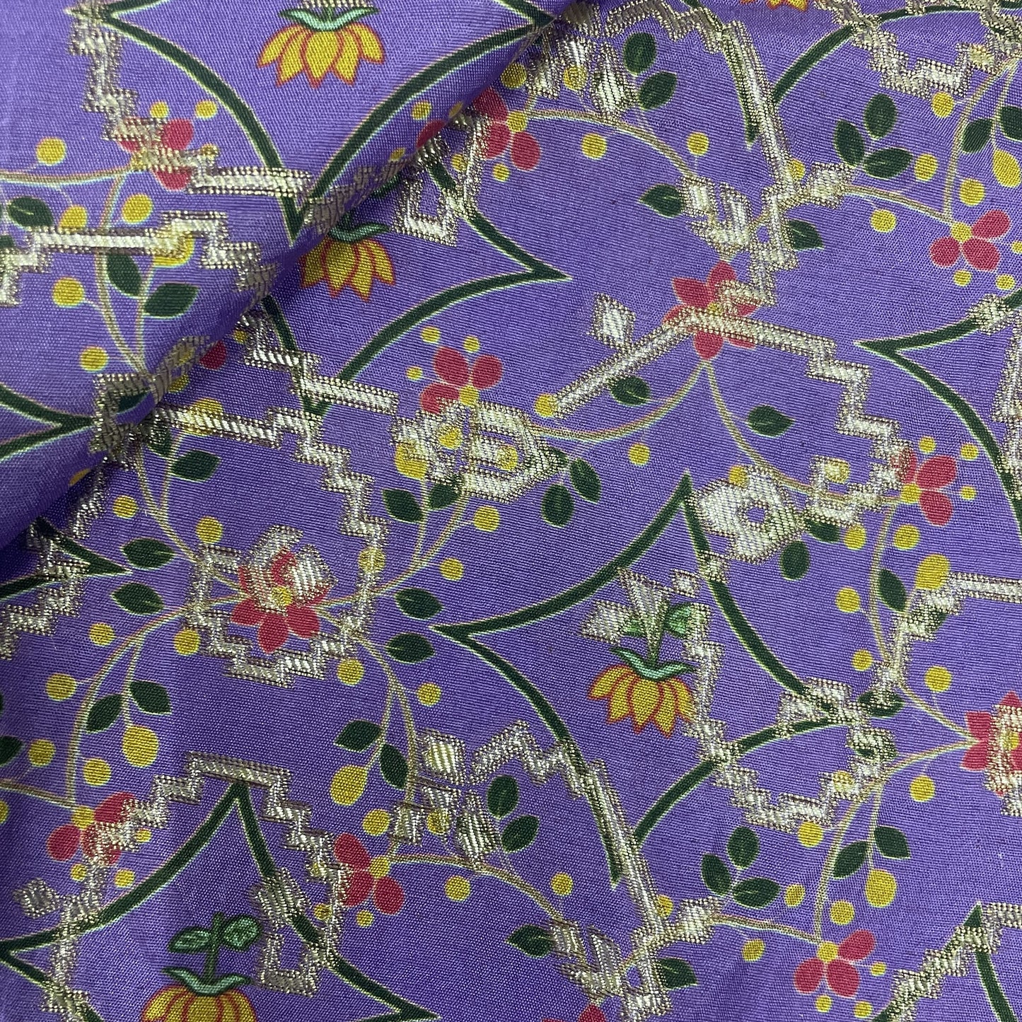 Purple Floral Print Dola Silk Jacquard Fabric 20315