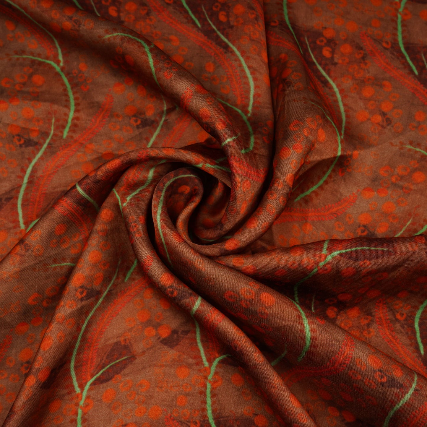 Brown Batik Print Bemberg Silk Fabric 20846