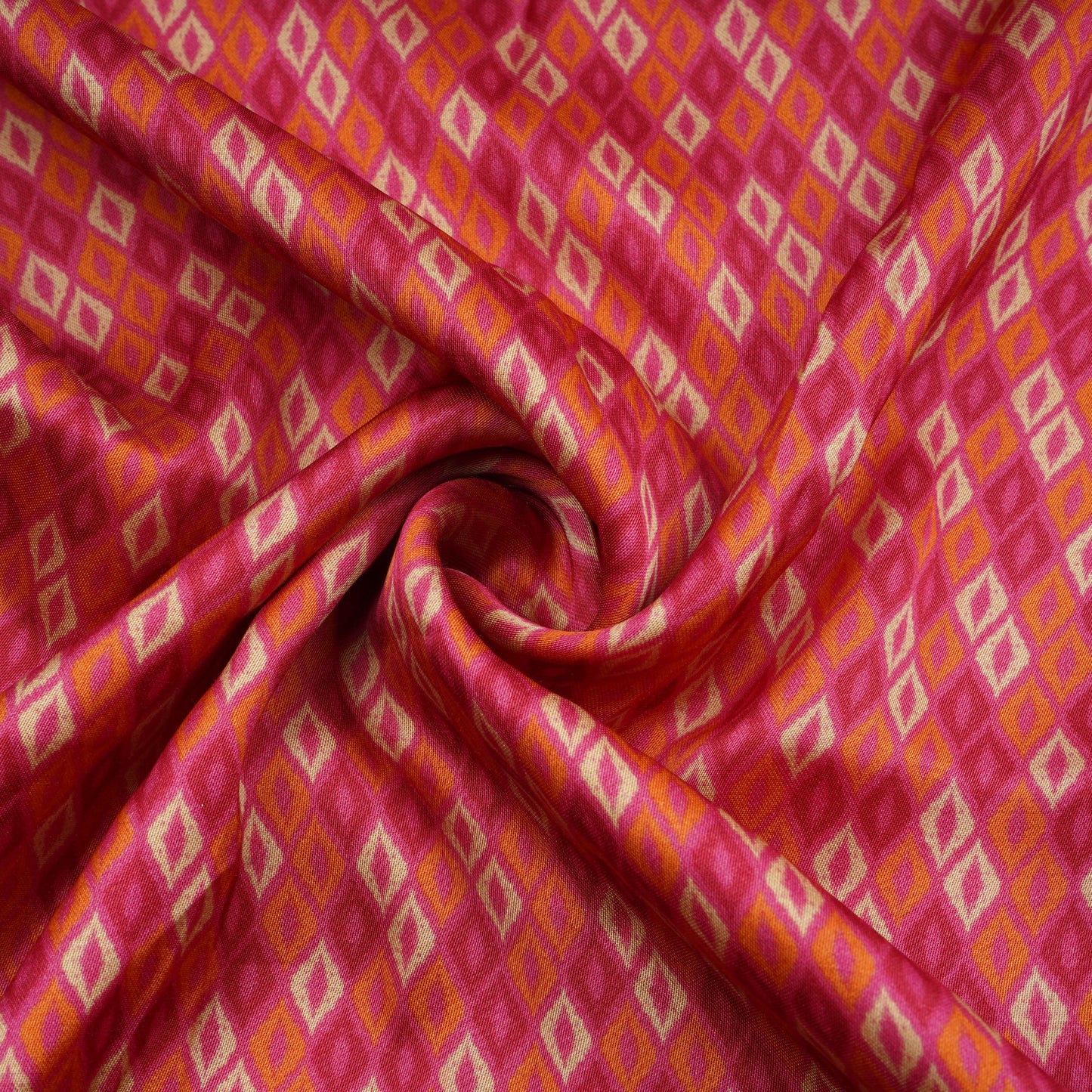 Pink Geometrical Print Bemberg Silk Fabric 20872