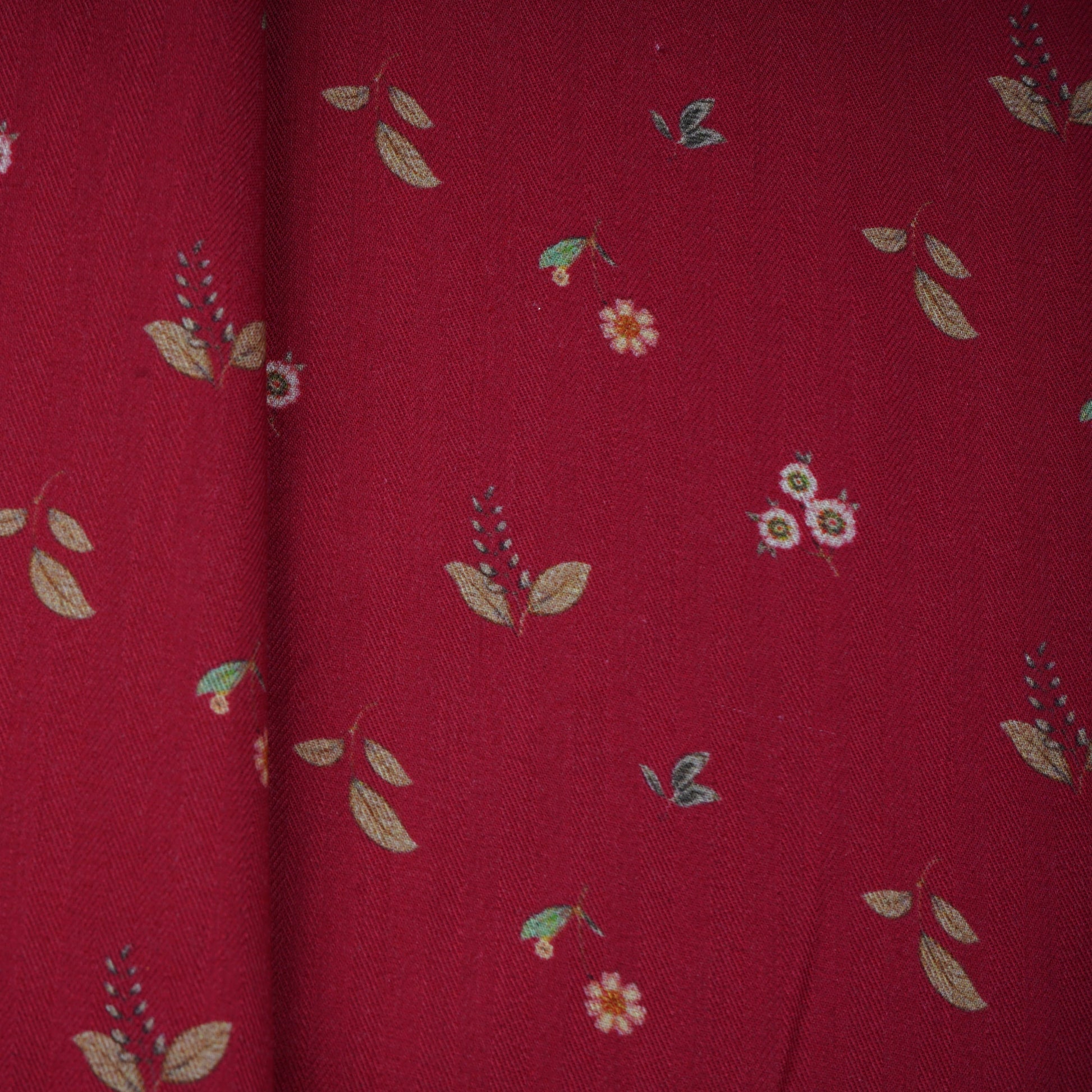 Brick Red Floral Print Pashmina Fabric 20993