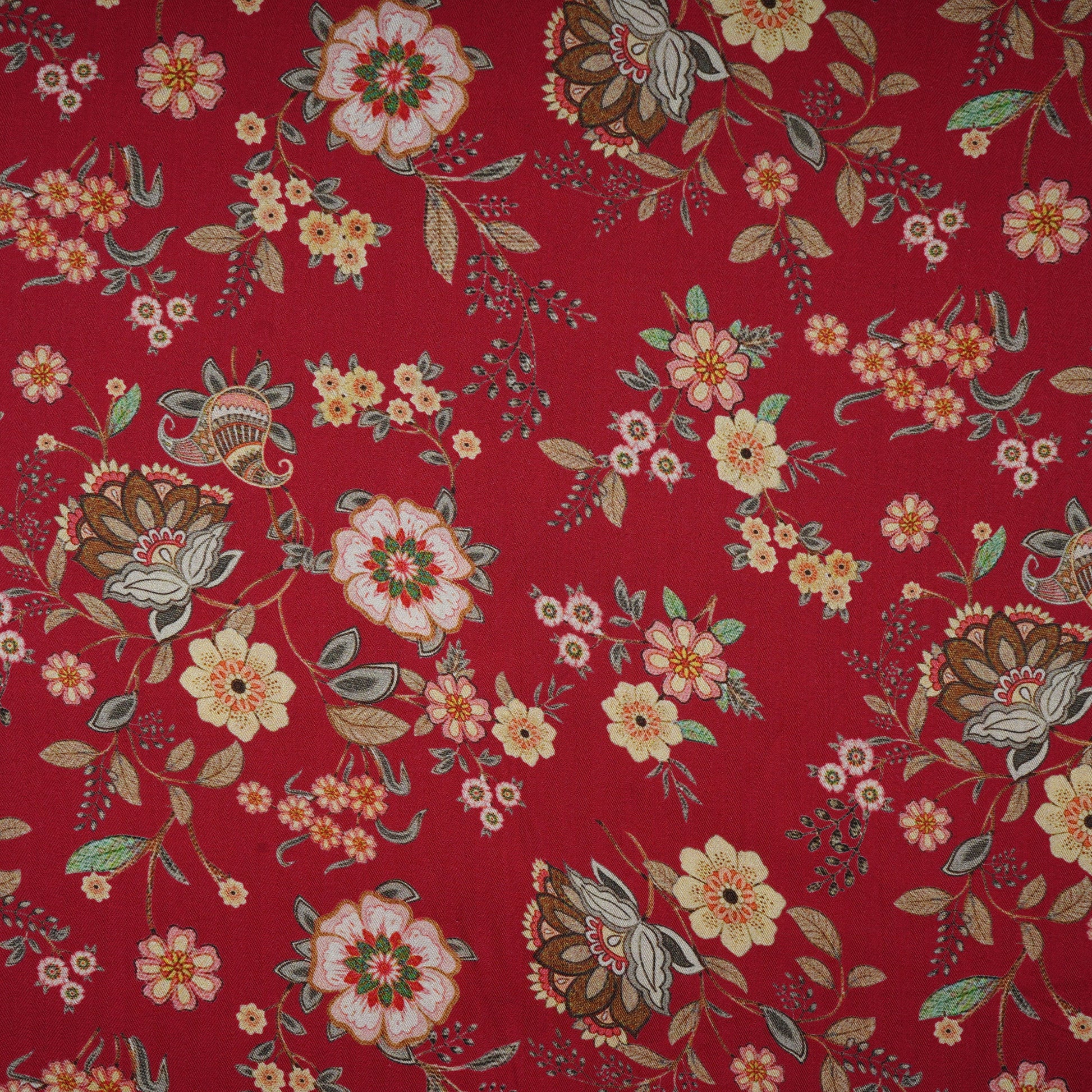 Red Floral Print Pashmina Fabric 20994