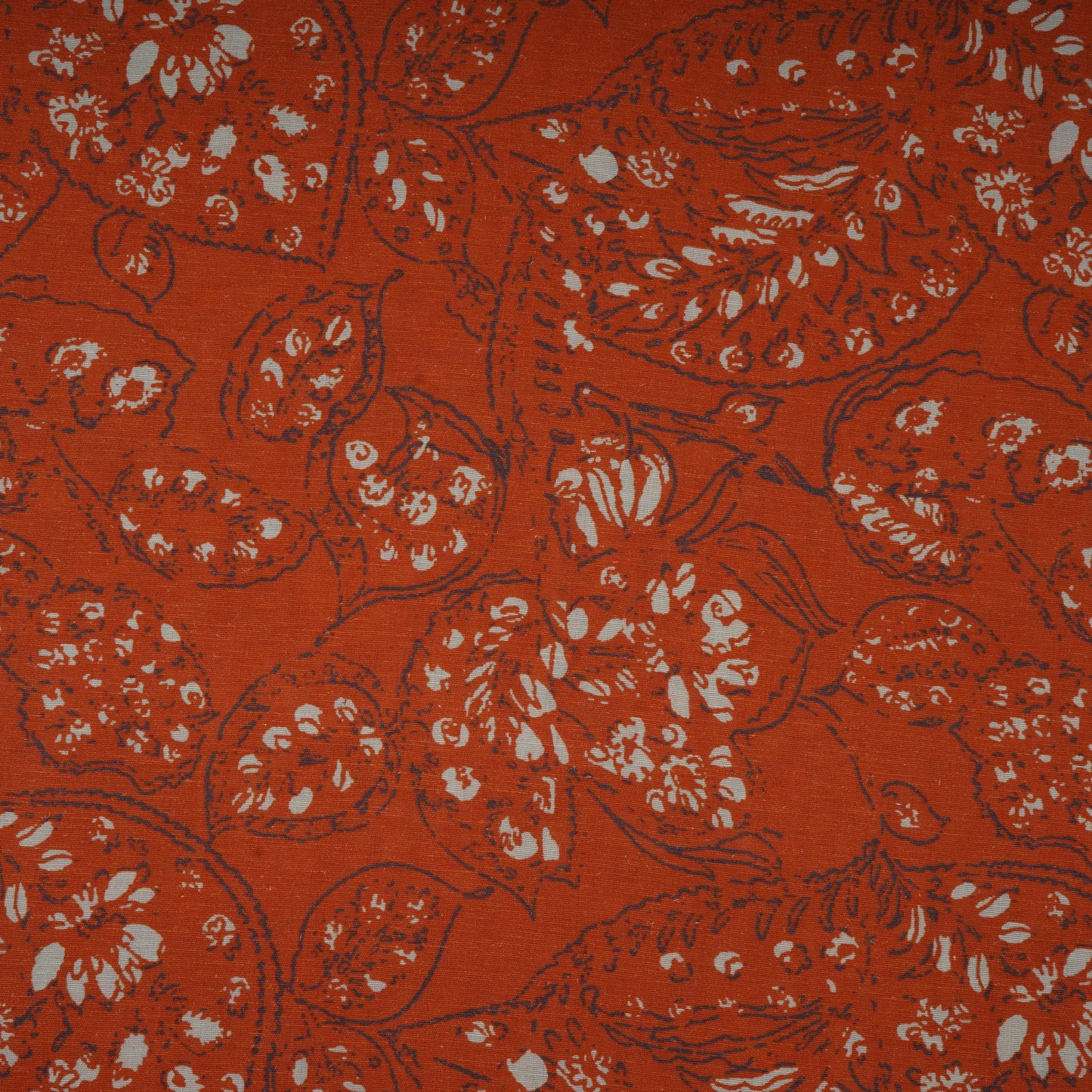 Orange Abstract Print Cotton Linen Fabric 21032