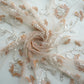 Peach Cutdana Sequins Embroidery Net Fabric