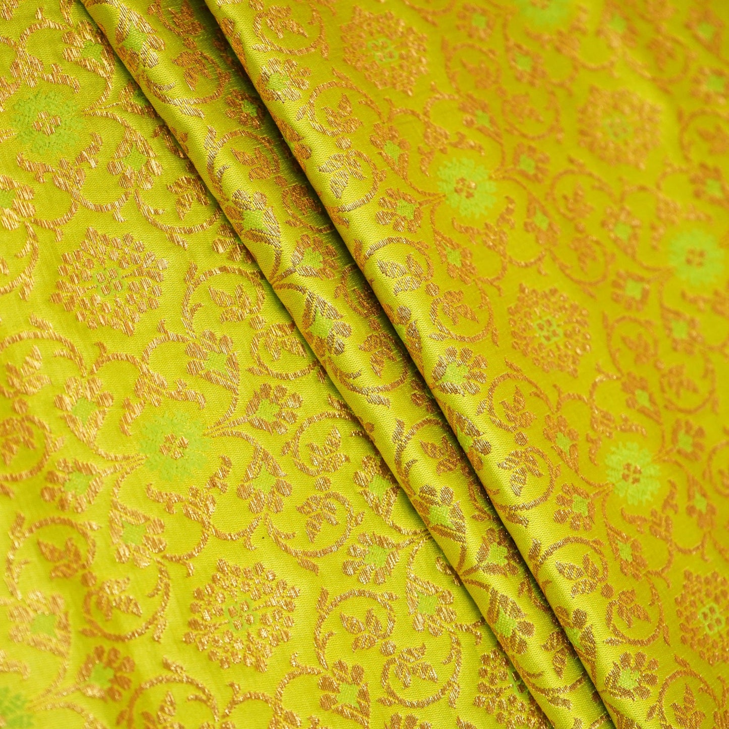 Lime Green Banarasi Brocade Fabric KRE-23737