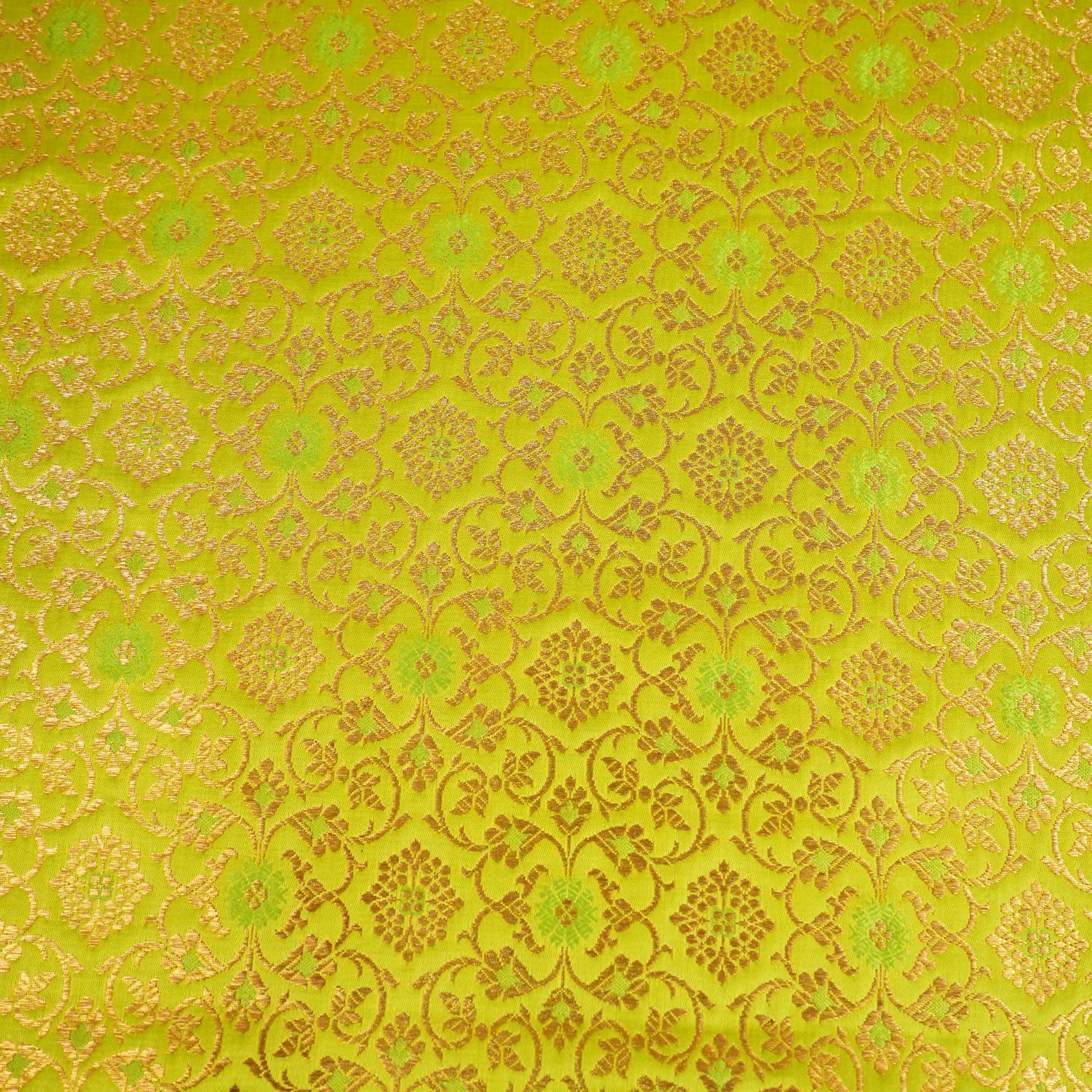 Lime Green Banarasi Brocade Fabric KRE-23737