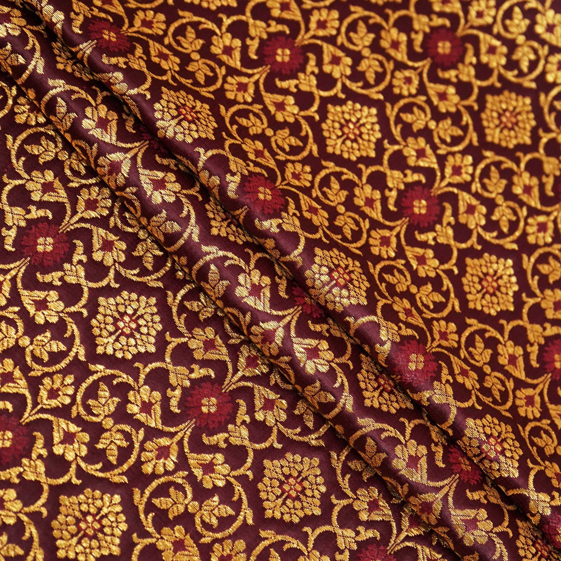 Wine Banarasi Brocade Fabric KRE-23739