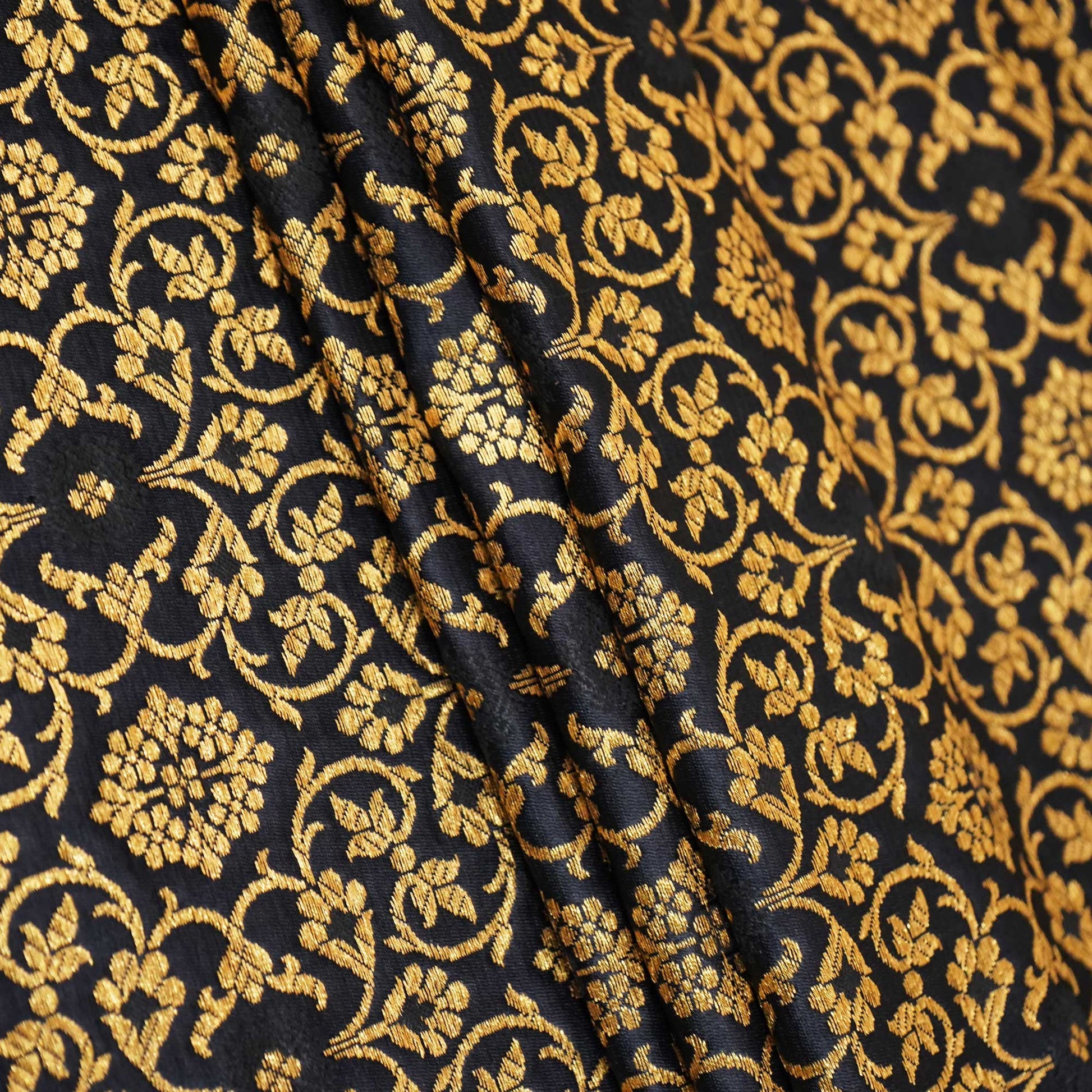 Black Banarasi Brocade Fabric KRE-23740