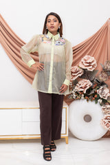 Applique Liquid Organza Shirt FIL-0001