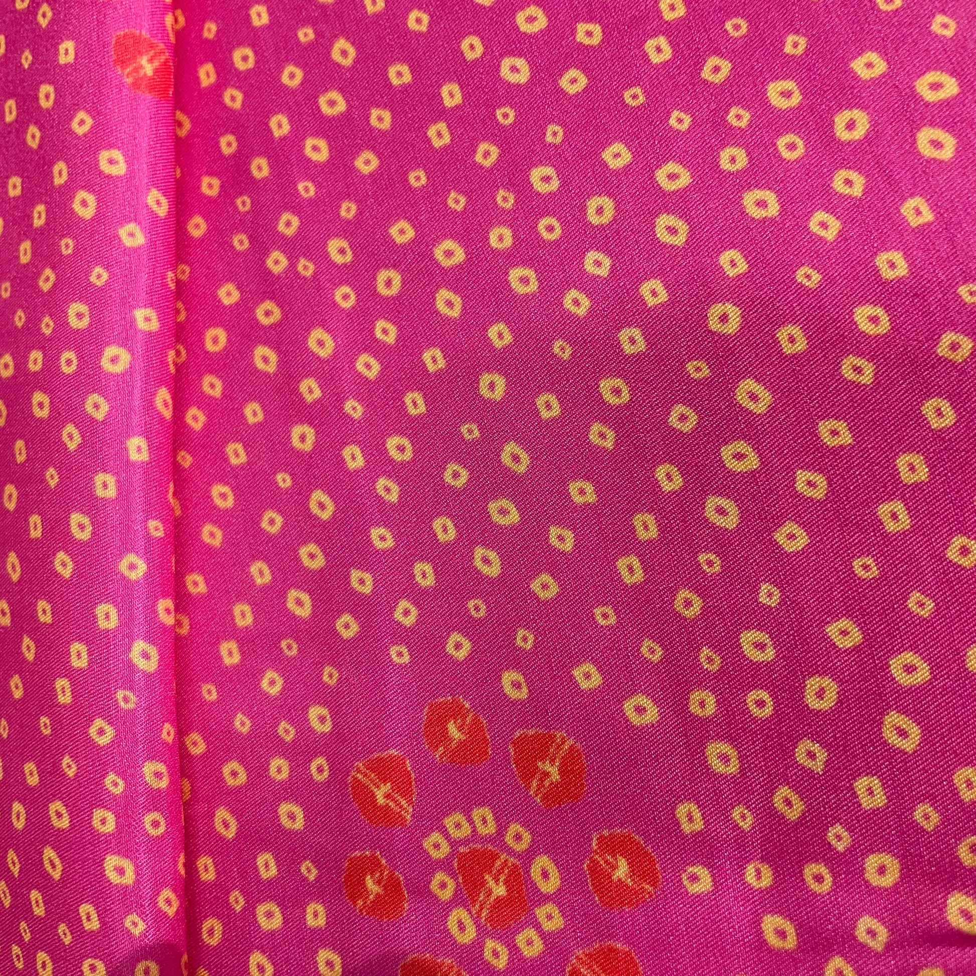 Pink Bandhani Print Gaji Silk