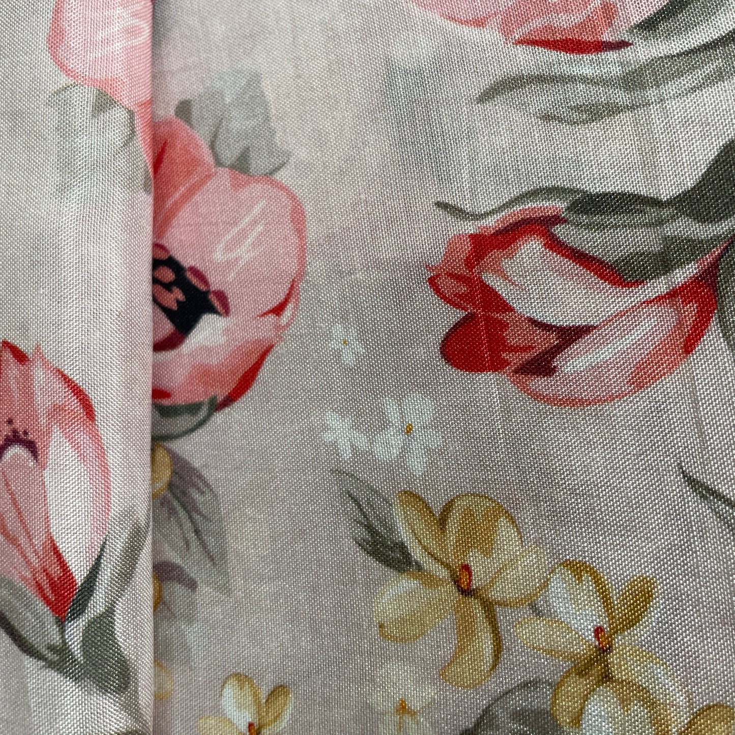 Pink Floral Print Muslin Fabric