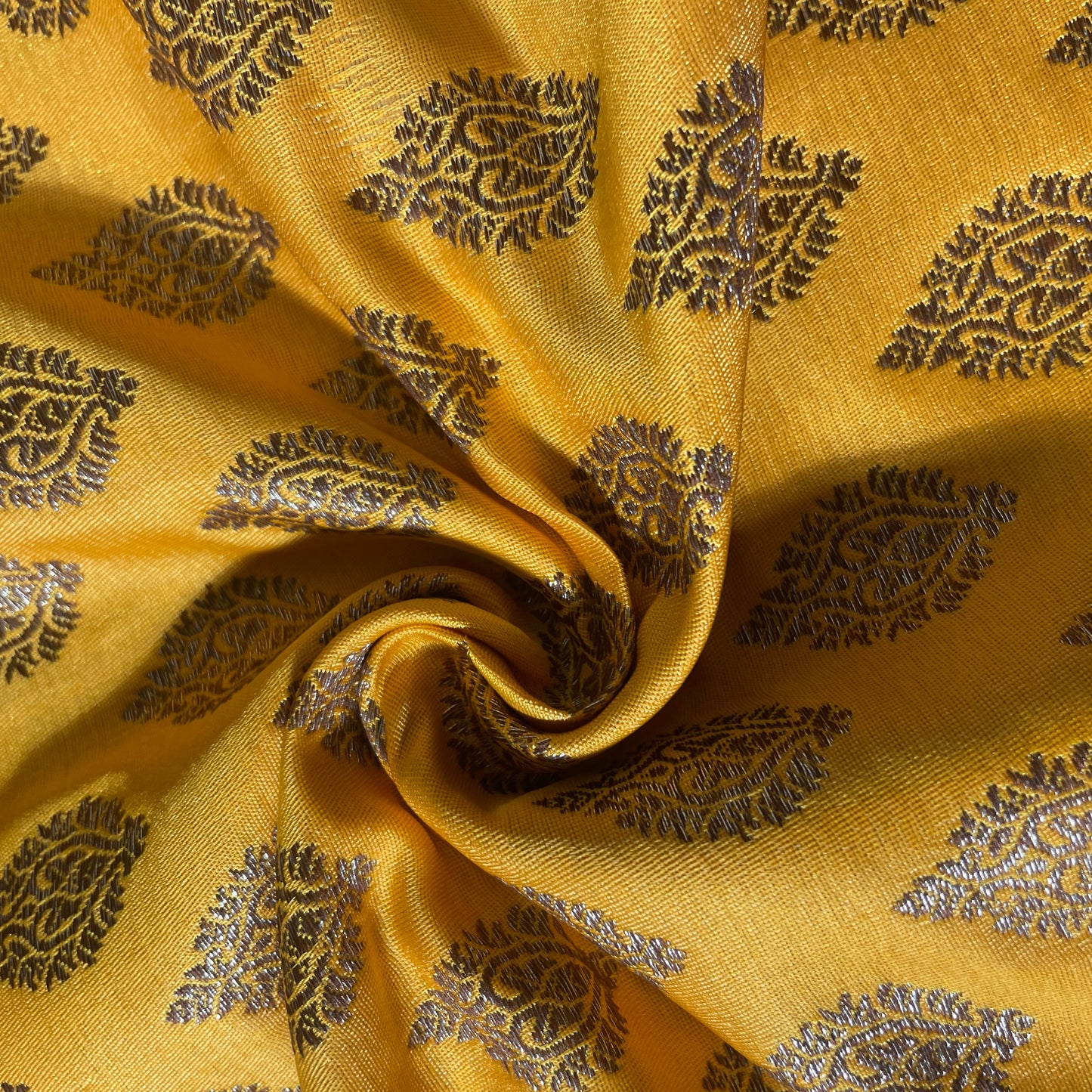 Yellow Banarasi Brocade Fabric 