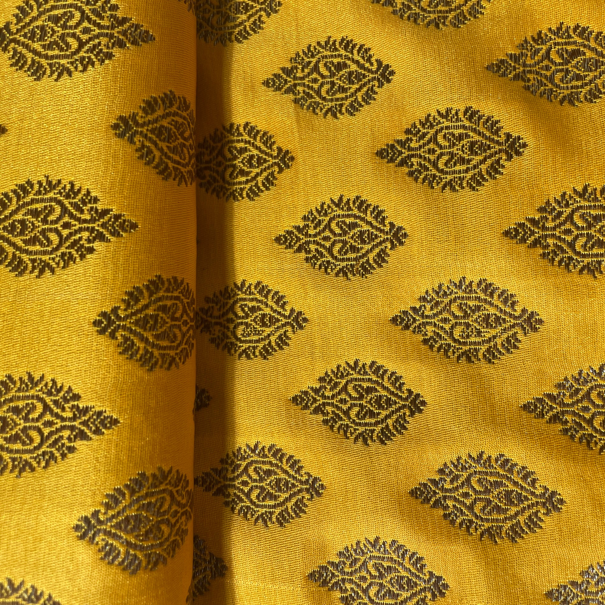 Yellow Banarasi Brocade Fabric 