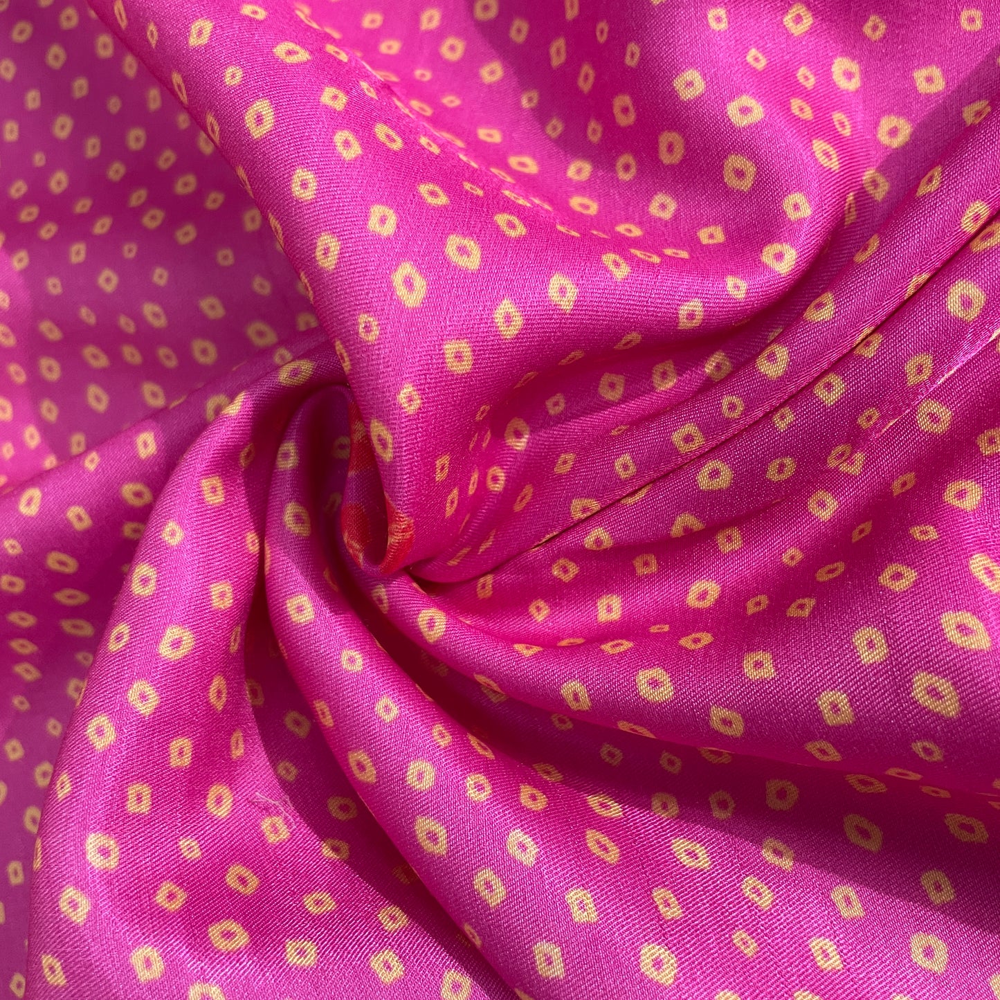 Pink Bandhani Print Gaji Silk