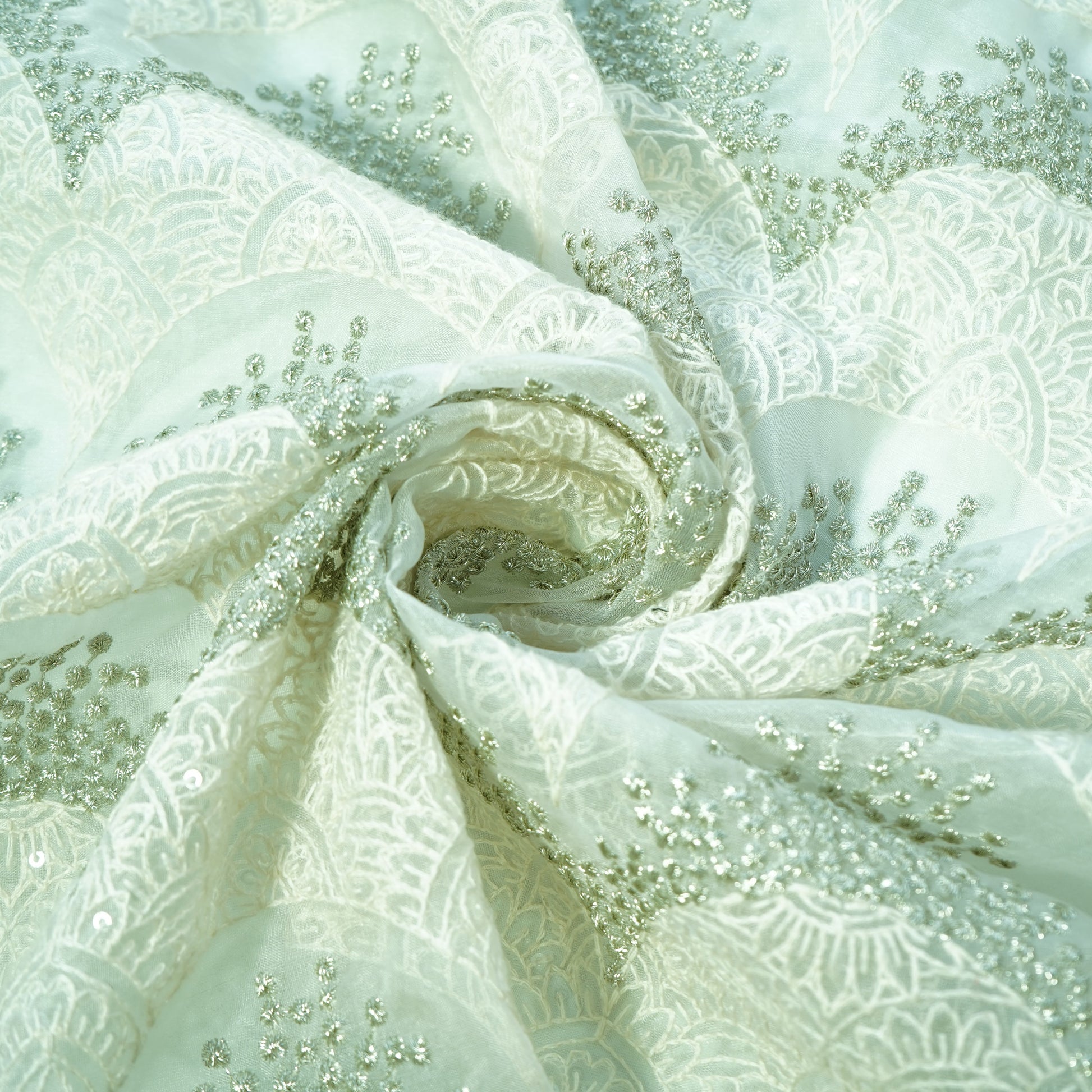 White Embroidery Organza Fabric