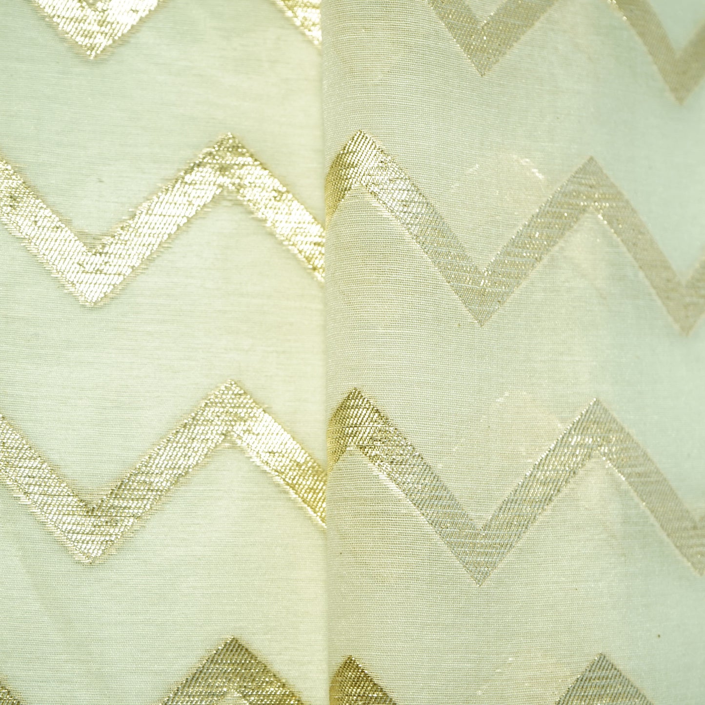 Off White Chevron Dyeable Chanderi Fabric