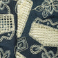 Dark Blue Thread Embroidery Denim Crochet Fabric