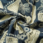 Dark Blue Thread Embroidery Denim Crochet Fabric