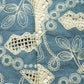 Powder Blue Thread Embroidery Denim Crochet Fabric