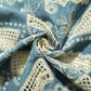 Powder Blue Thread Embroidery Denim Crochet Fabric