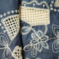 Blue Thread Embroidery Denim Crochet Fabric