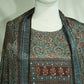 Blue Brown Abstract Print Suit Set With Dupatta (Top-Muslin, Bottom-Santoon, Dupatta-Chiffon)