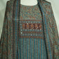 Blue Brown Abstract Print Suit Set With Dupatta (Top-Muslin, Bottom-Santoon, Dupatta-Chiffon)