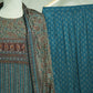 Blue Brown Abstract Print Suit Set With Dupatta (Top-Muslin, Bottom-Santoon, Dupatta-Chiffon)