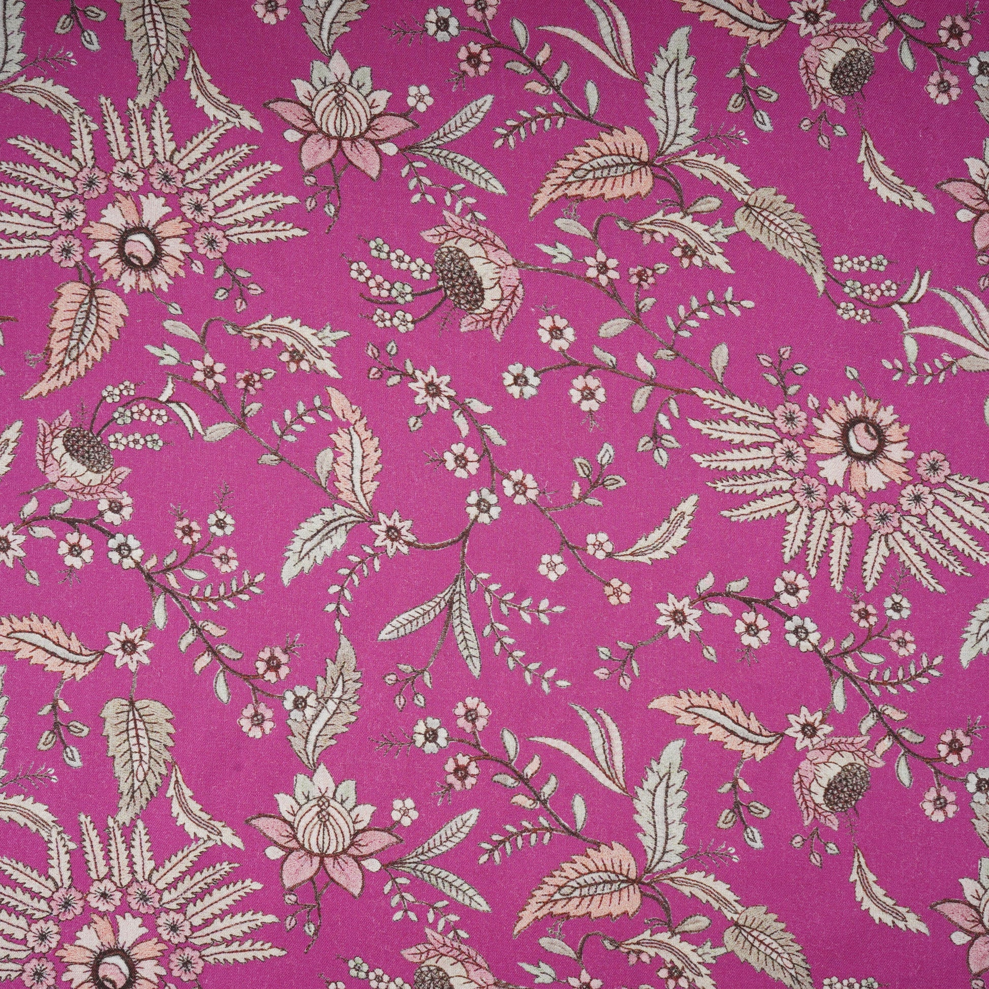 Magenta Floral Print Pashmina Fabric 20995