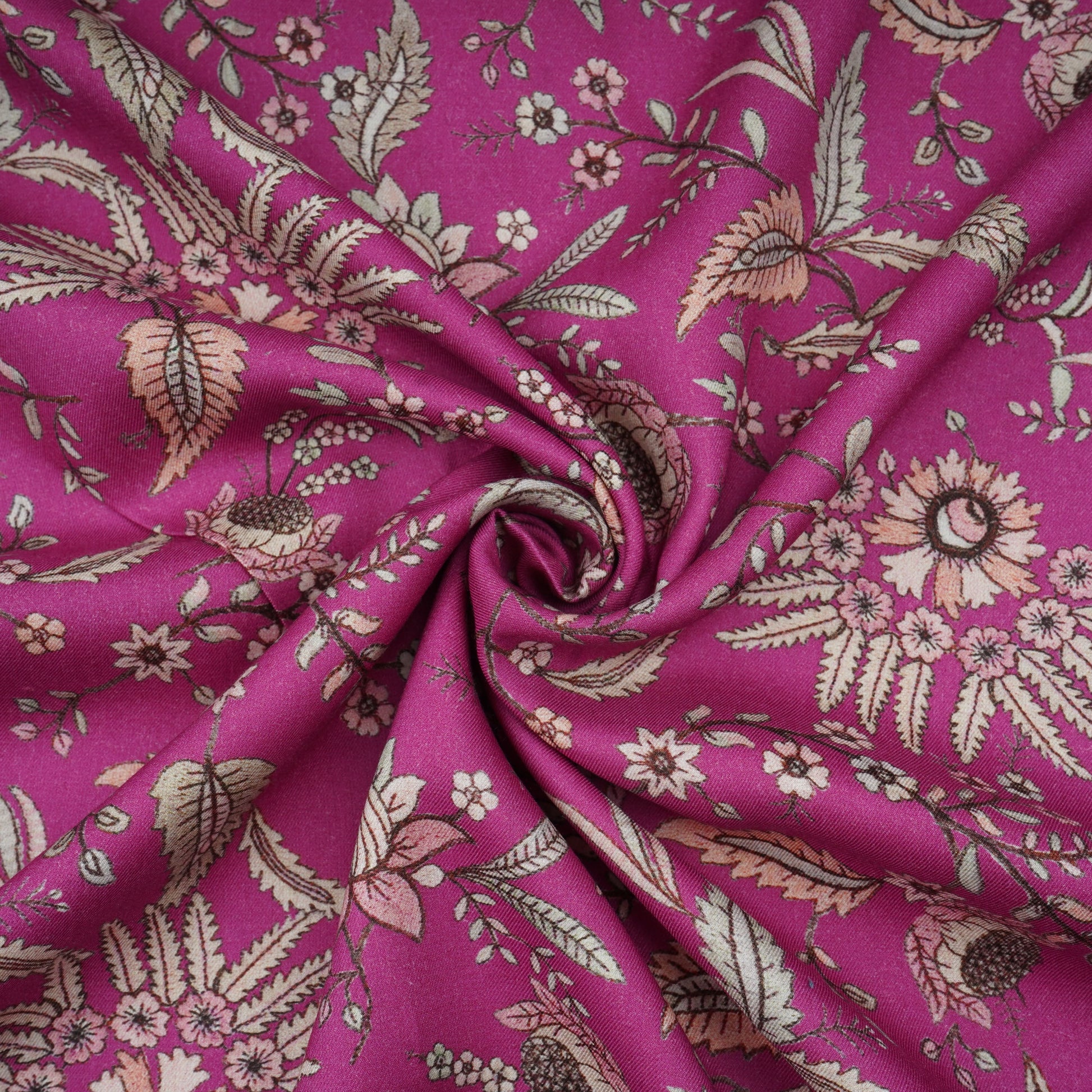 Magenta Floral Print Pashmina Fabric 20995