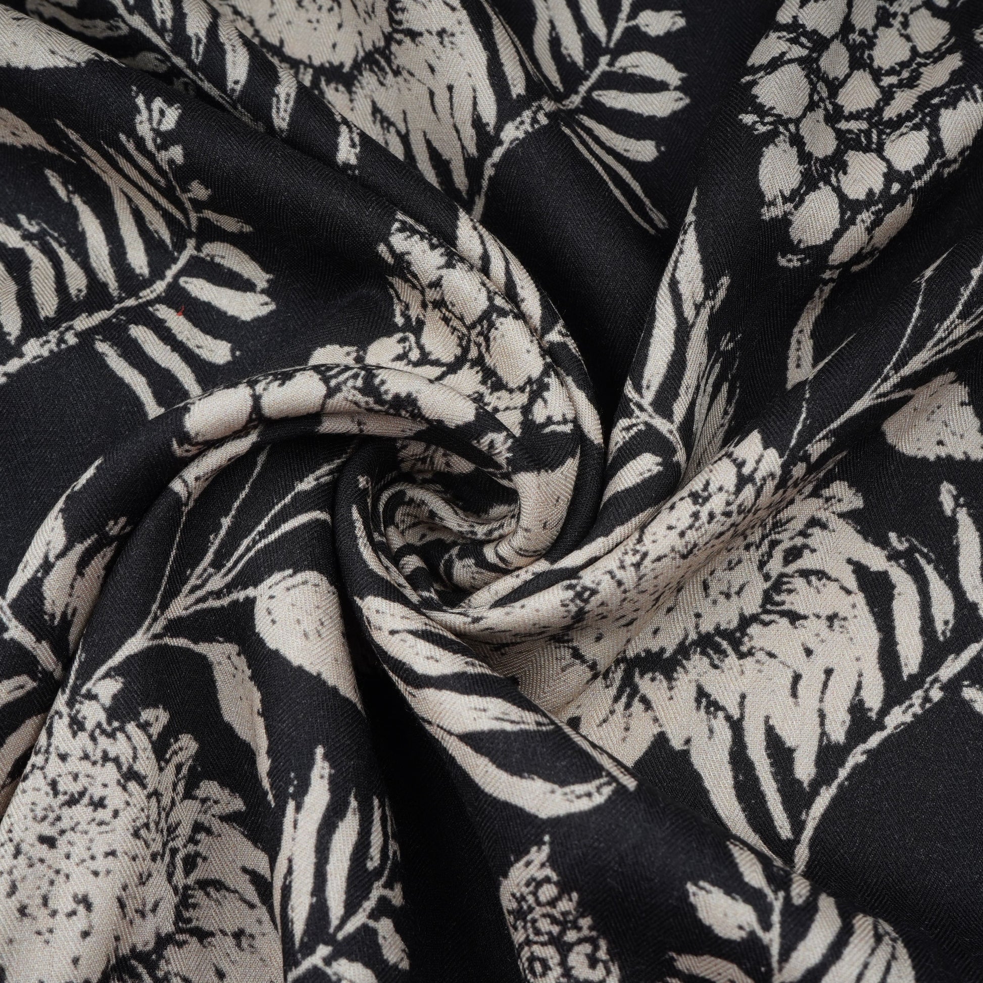 Black Tropical Print Pashmina Fabric 20968