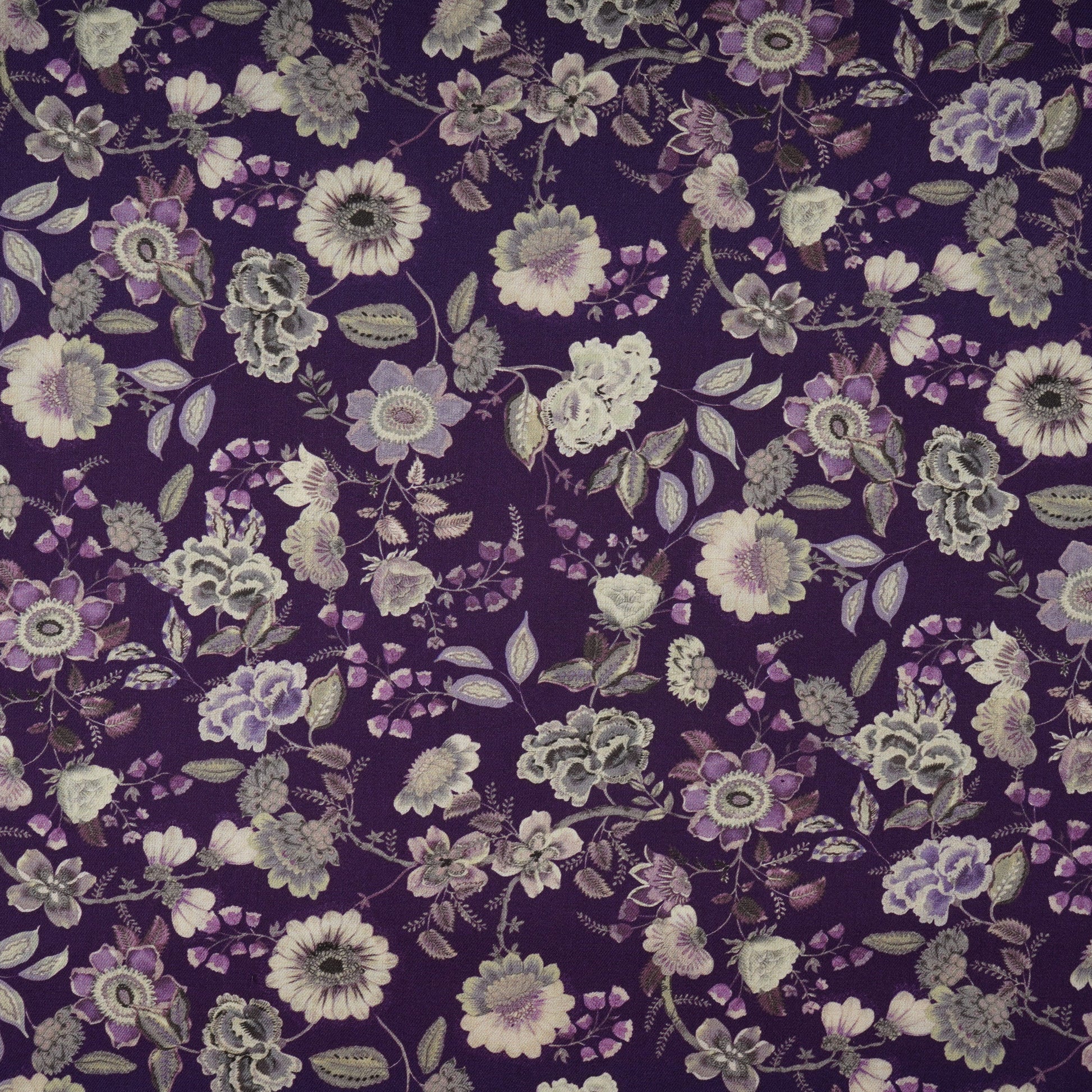 Purple Floral Print Pashmina Fabric 20992