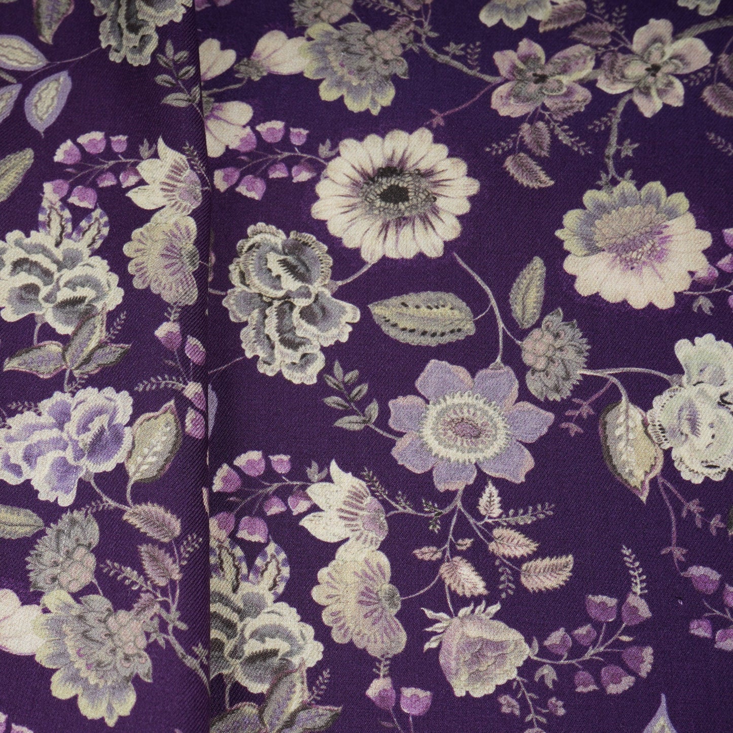 Purple Floral Print Pashmina Fabric 20992