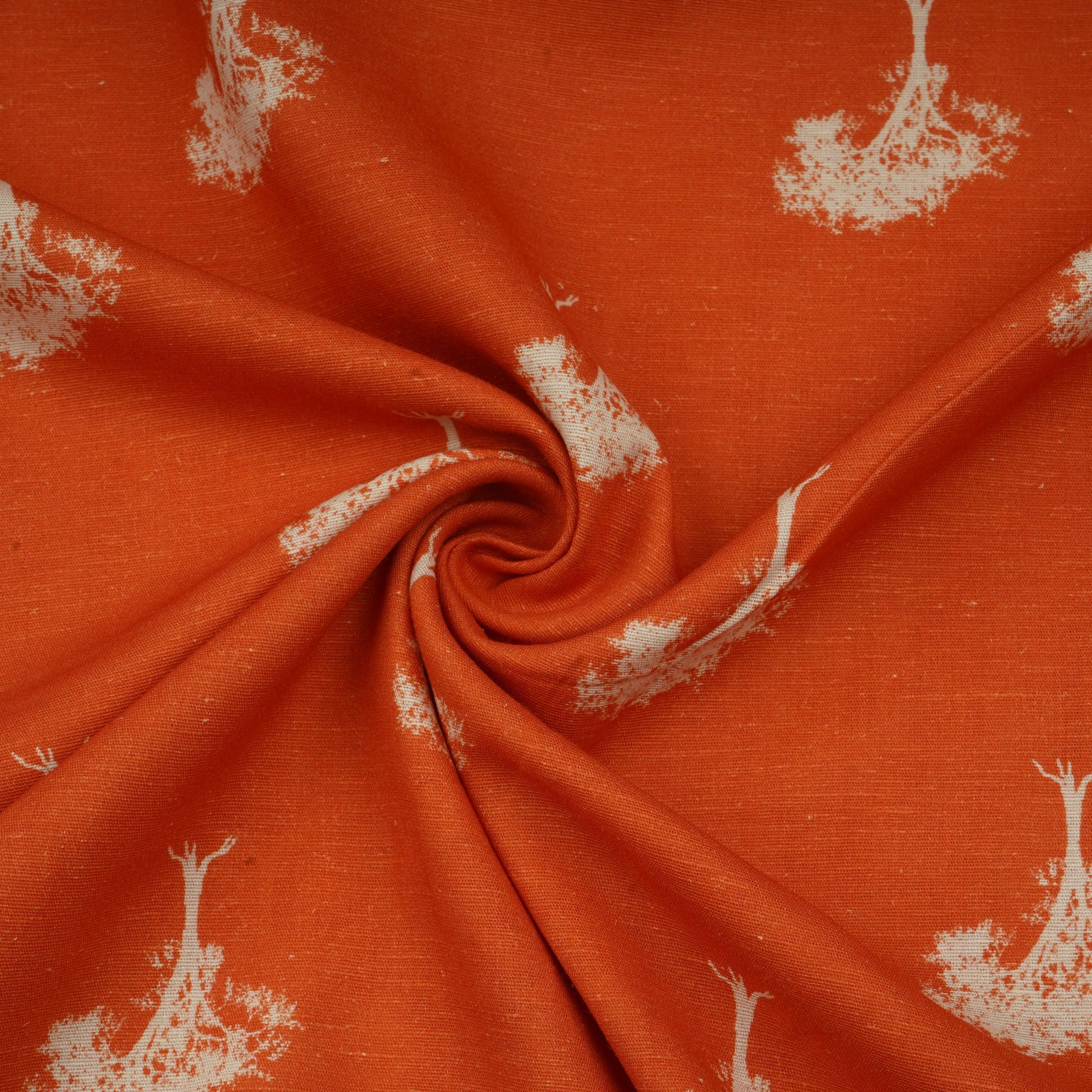 Orange Tropical Print Cotton Linen Fabric 21033