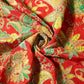 Red Paisley Floral Embroidery Crepe Fabric