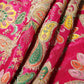 Pink Paisley Floral Embroidery Crepe Fabric