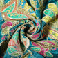 Sea Green Paisley Floral Embroidery Crepe Fabric