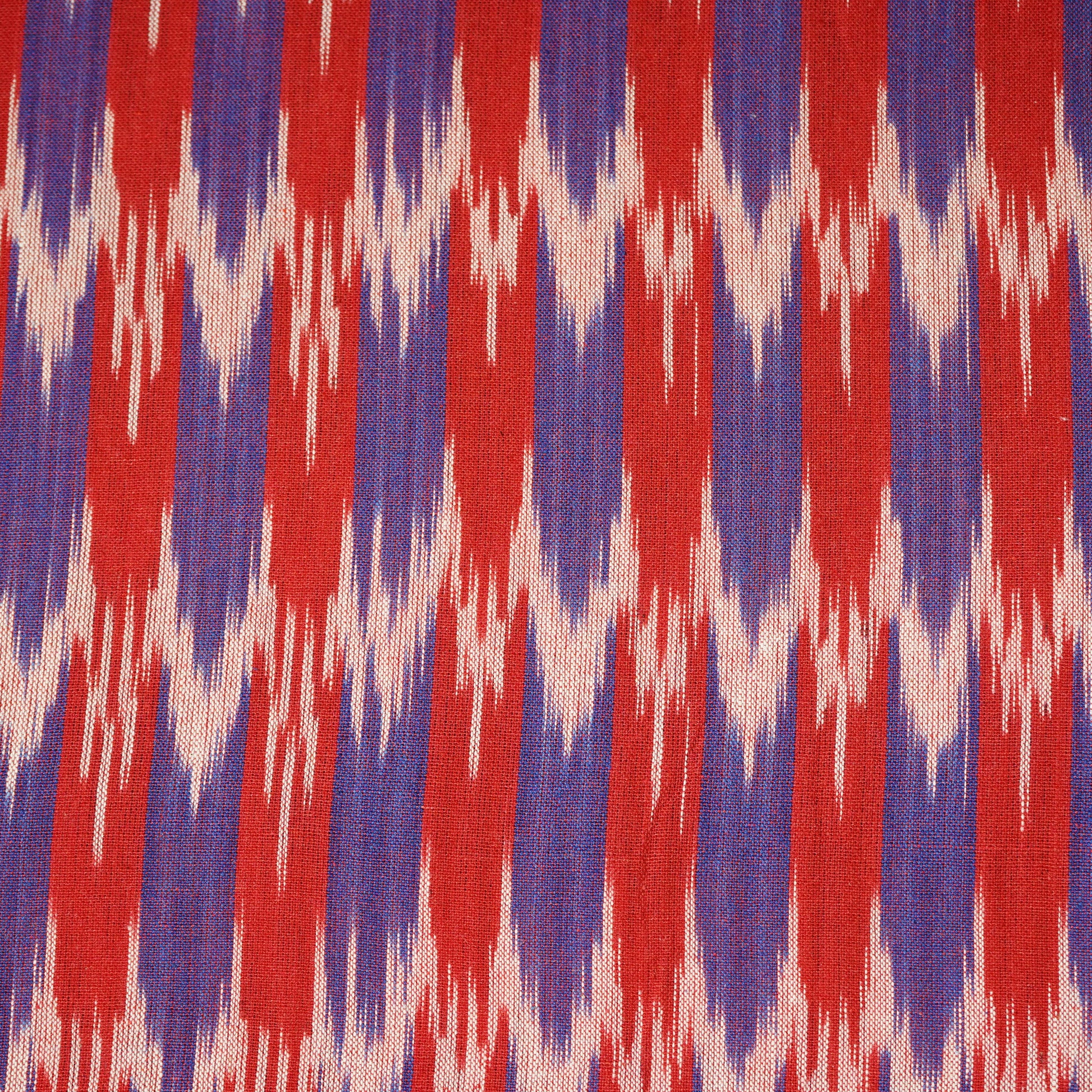 Red & Purple Ikkat Print Cotton Fabric