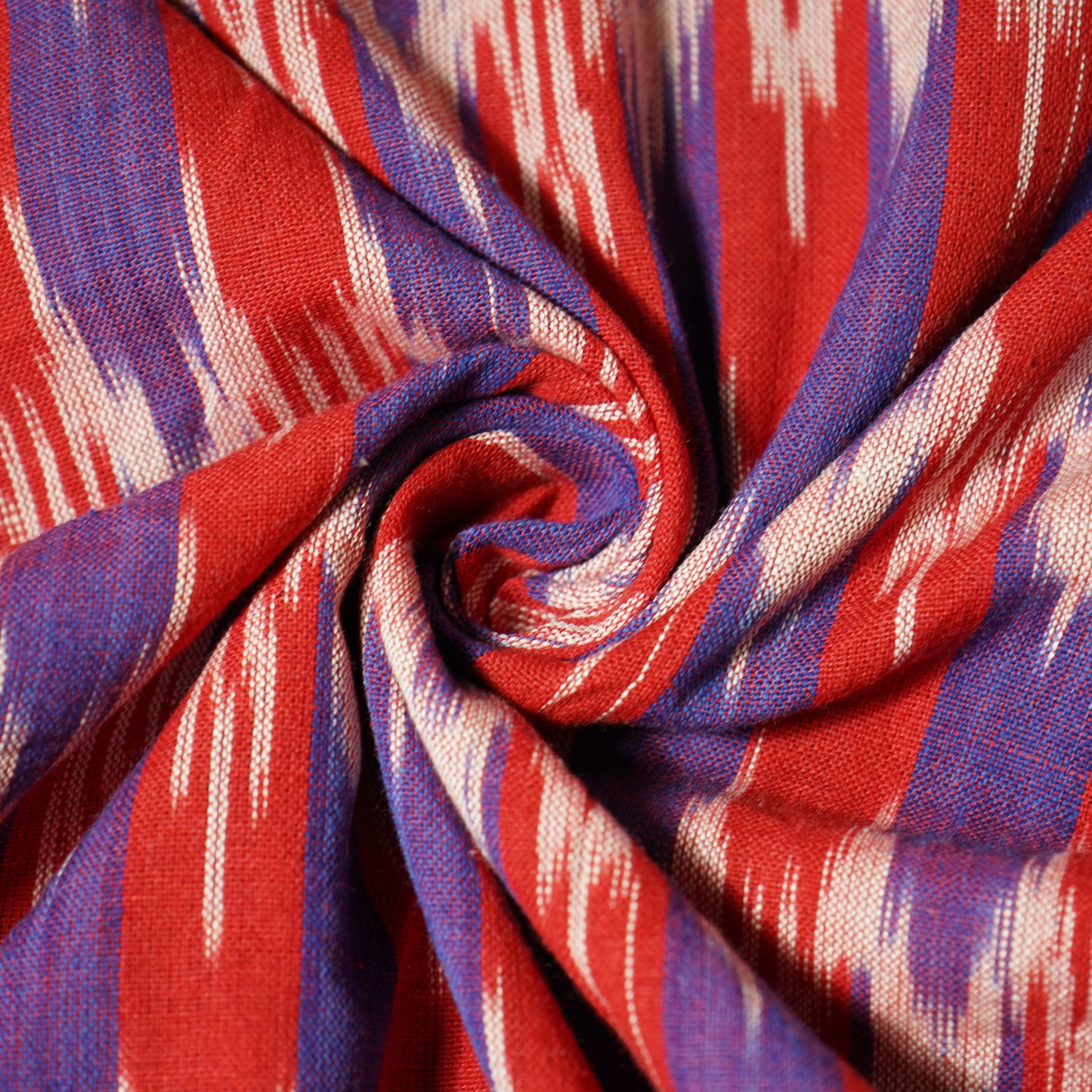 Red & Purple Ikkat Print Cotton Fabric