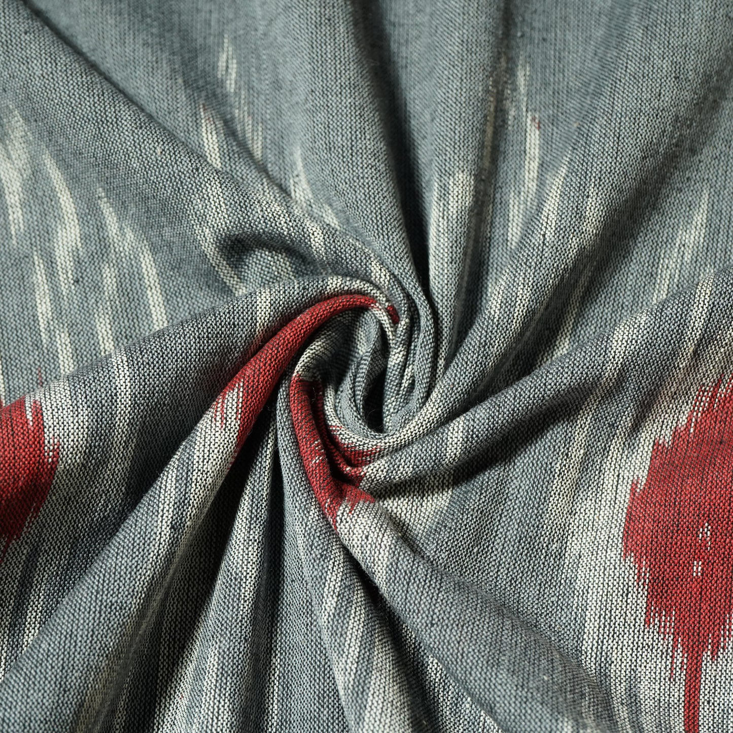 Grey Ikkat Print Cotton Fabric