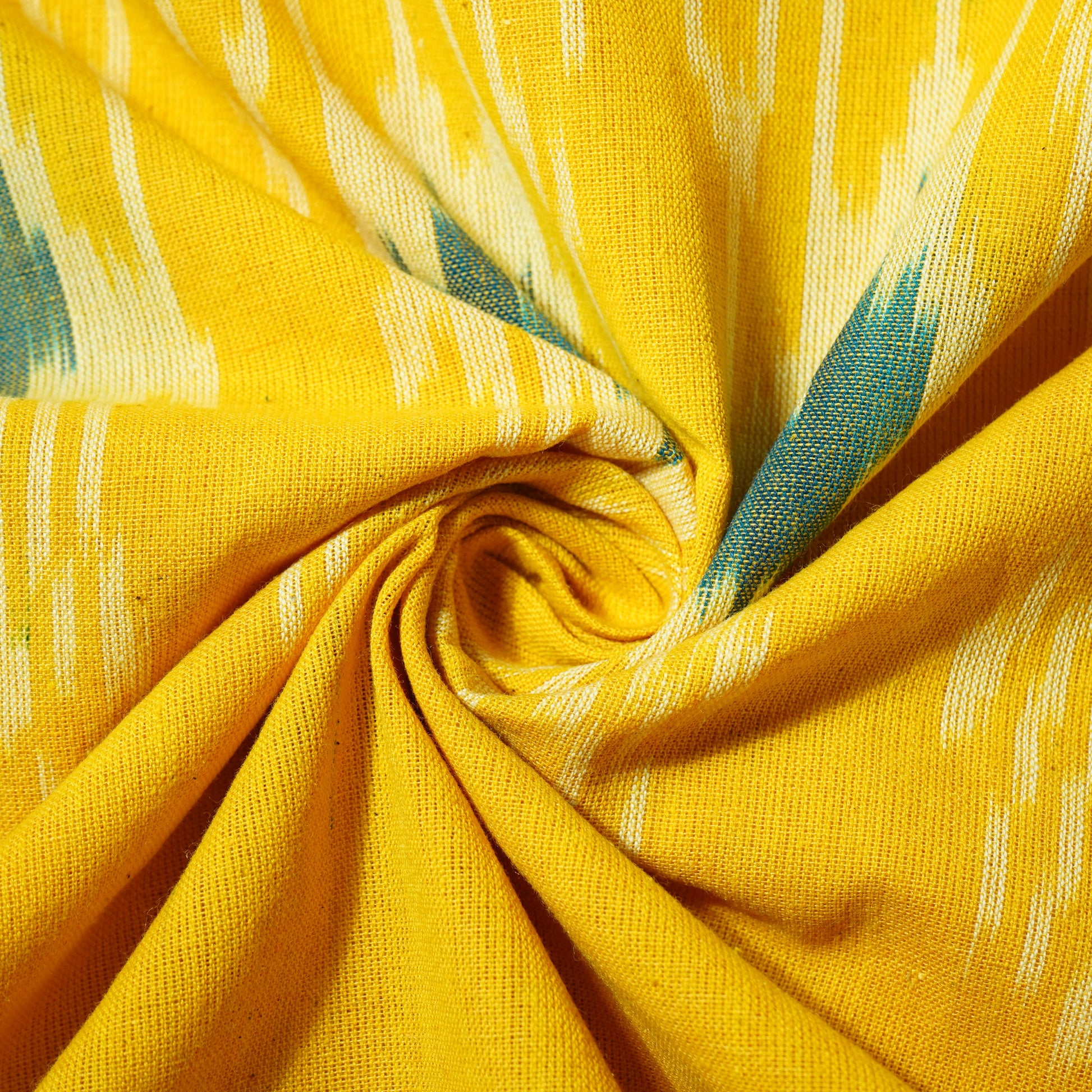 Yellow Ikkat Print Cotton Fabric