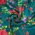 Bottle Green Floral Print Natural Crepe Fabric 21250