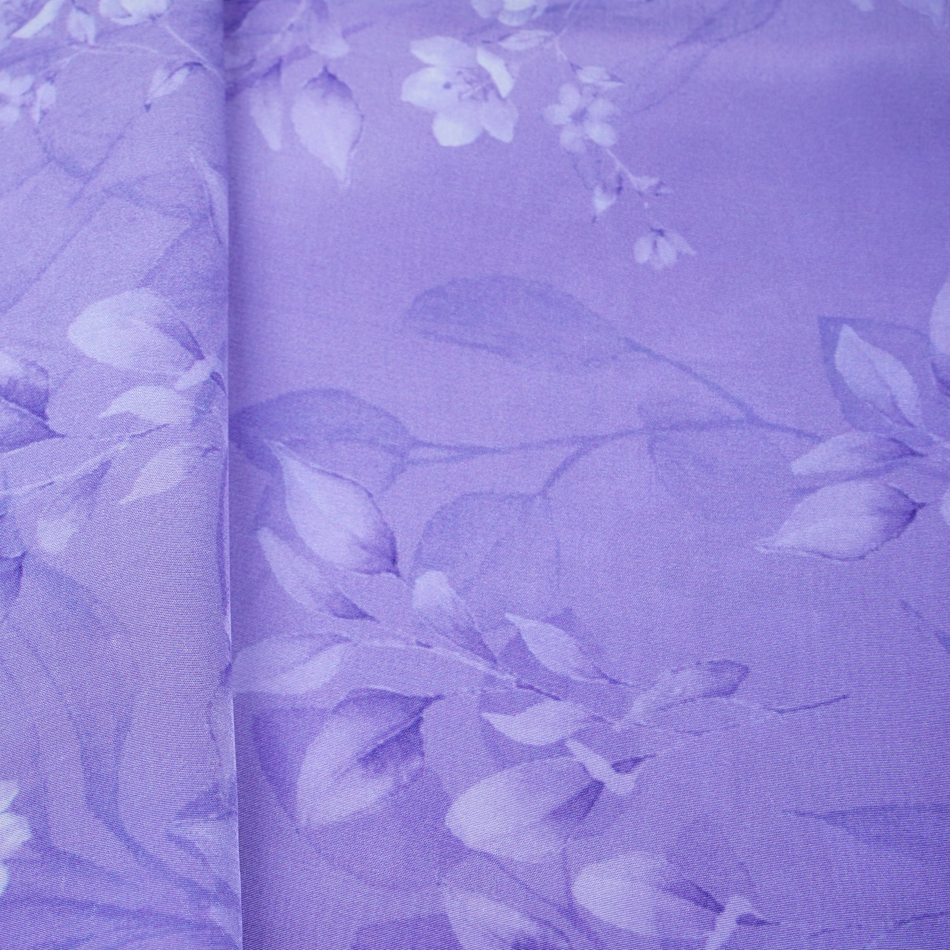 Lavender Floral Print Natural Crepe Fabric 21245