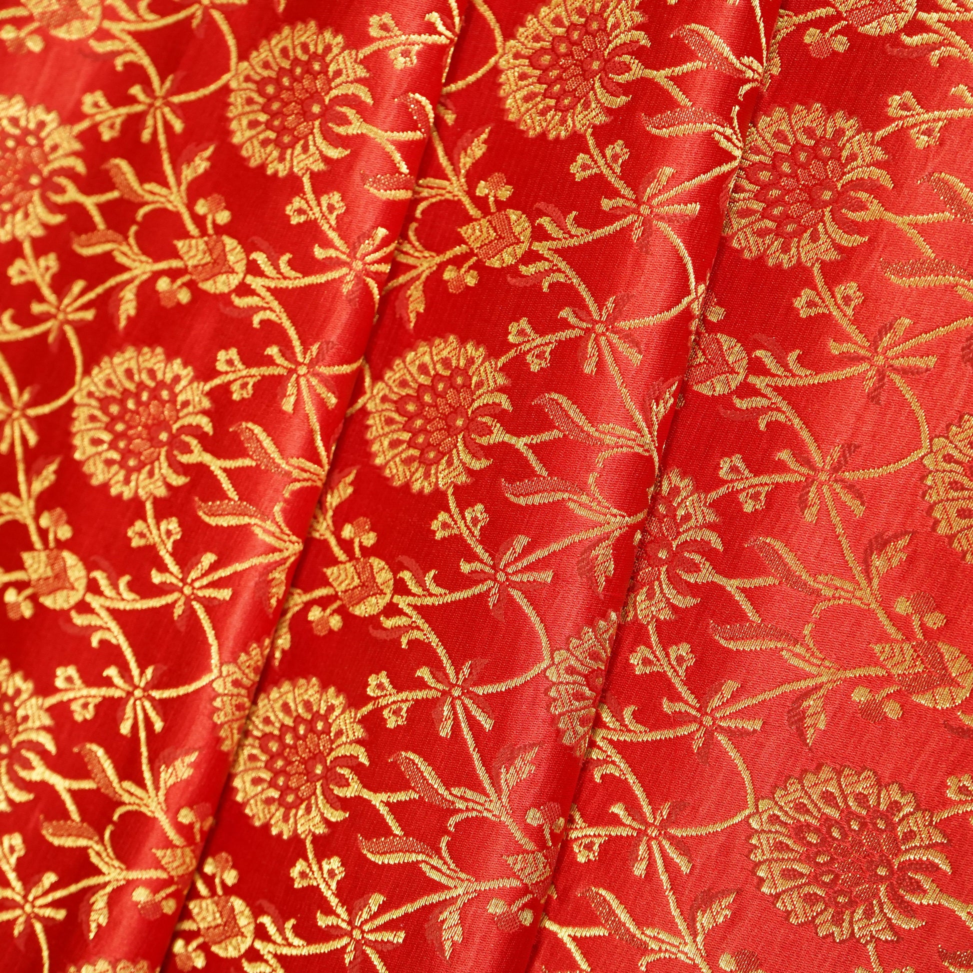 Red Floral Brocade Fabric 22520