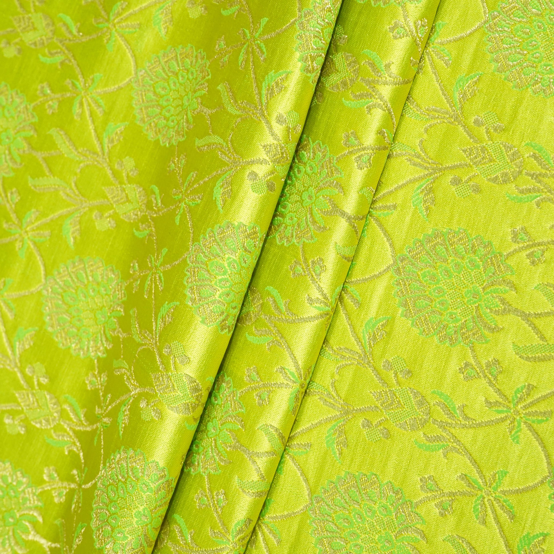 Light Green Floral Brocade Fabric 22513