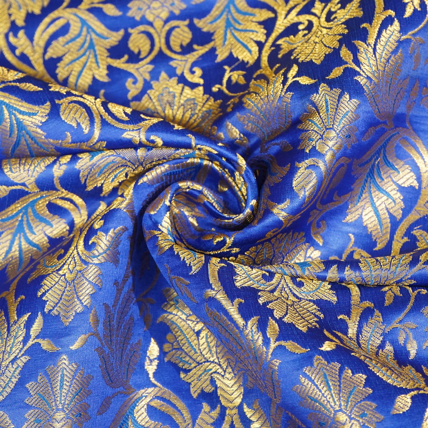 Dark Blue Floral Brocade Fabric 22519