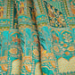 Teal Blue Traditional  Zari Embroidery Crepe Fabric 22502