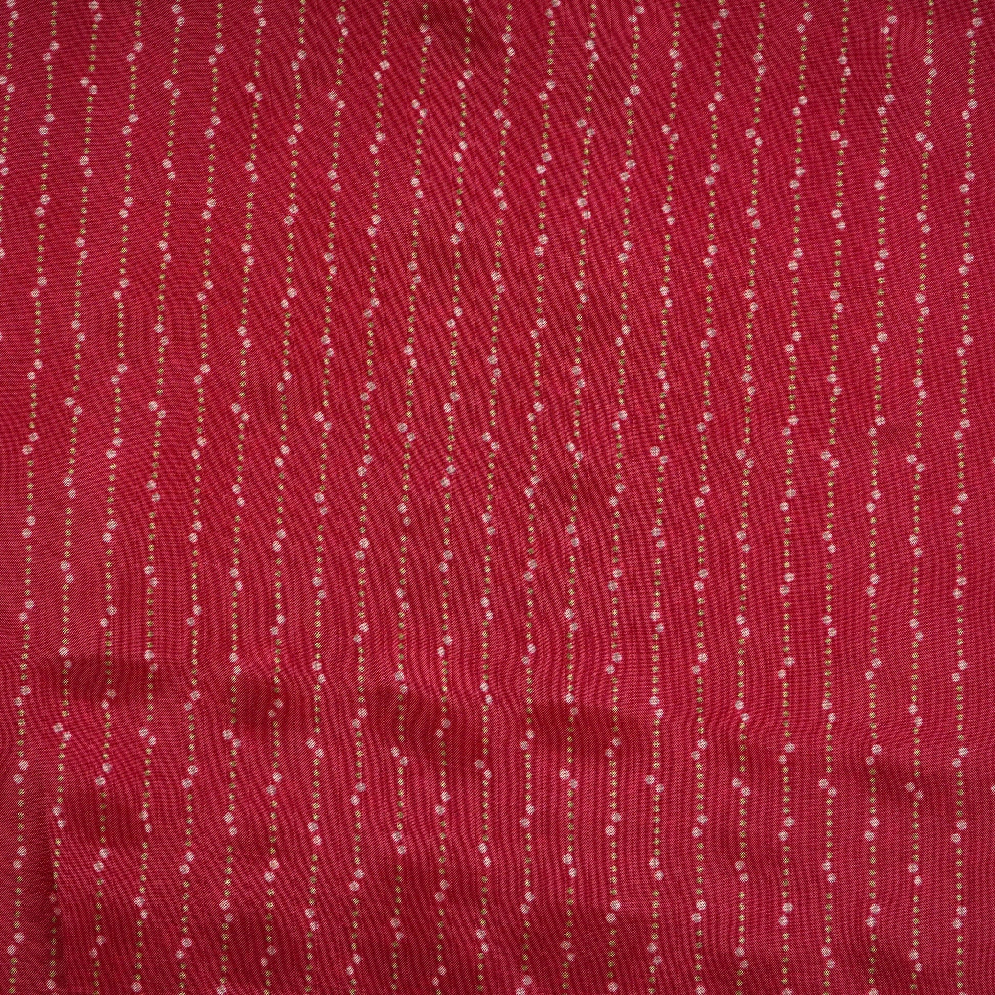 Red Stripes Print Upada Silk Fabric 21085