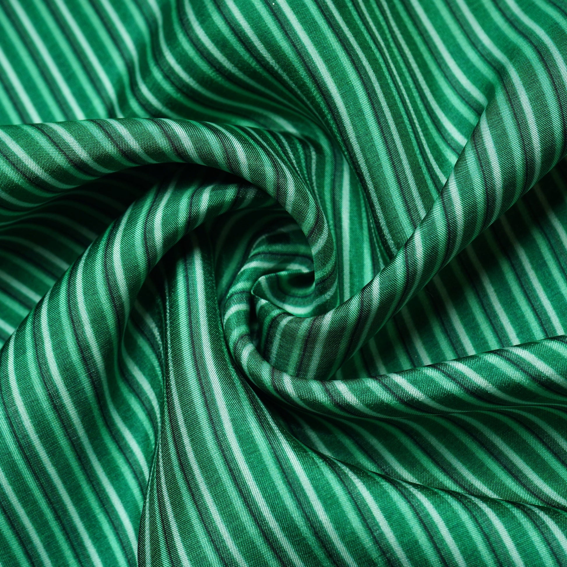 Mint Green Stripes Print Upada Silk Fabric 21078