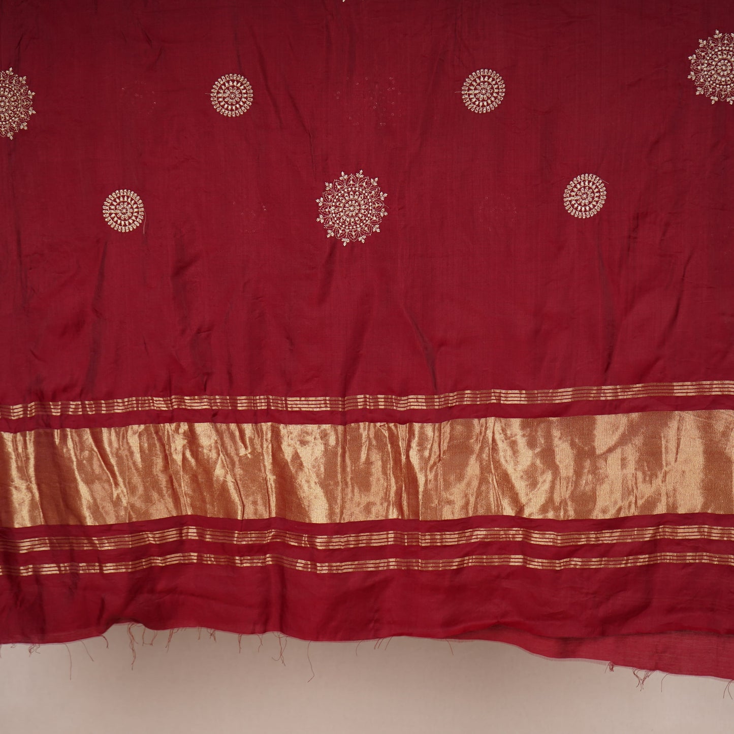 Maroon Buta Work with sequin embroidery Cotton Silk Dupatta