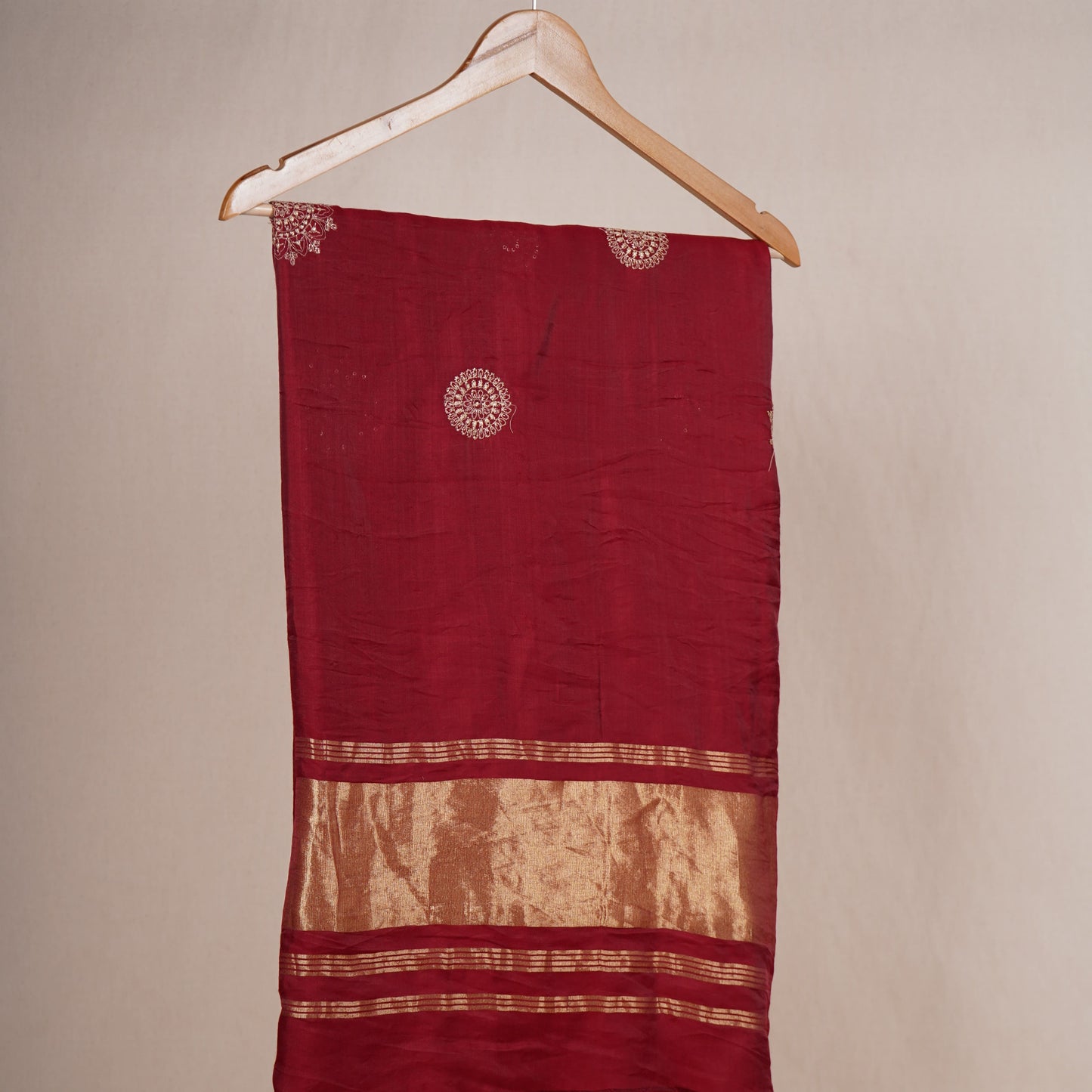 Maroon Buta Work with sequin embroidery Cotton Silk Dupatta